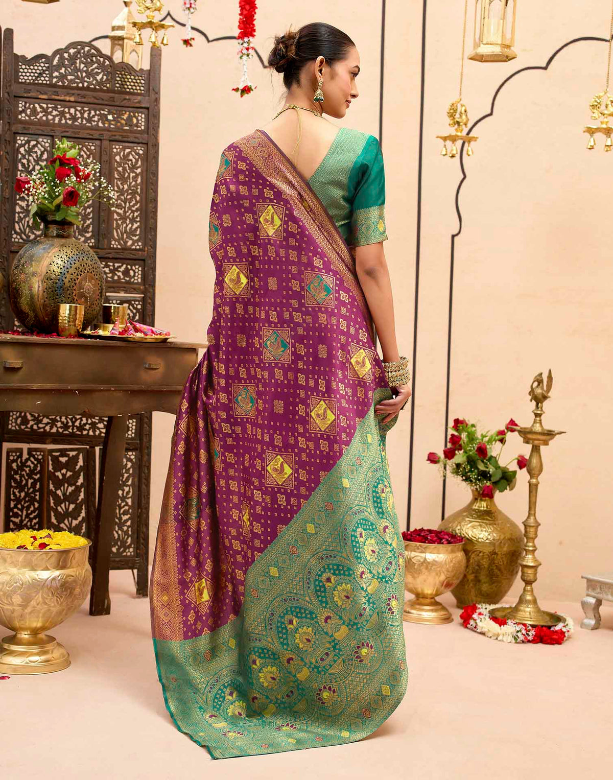 Deep Purple Silk Woven Banarasi Saree