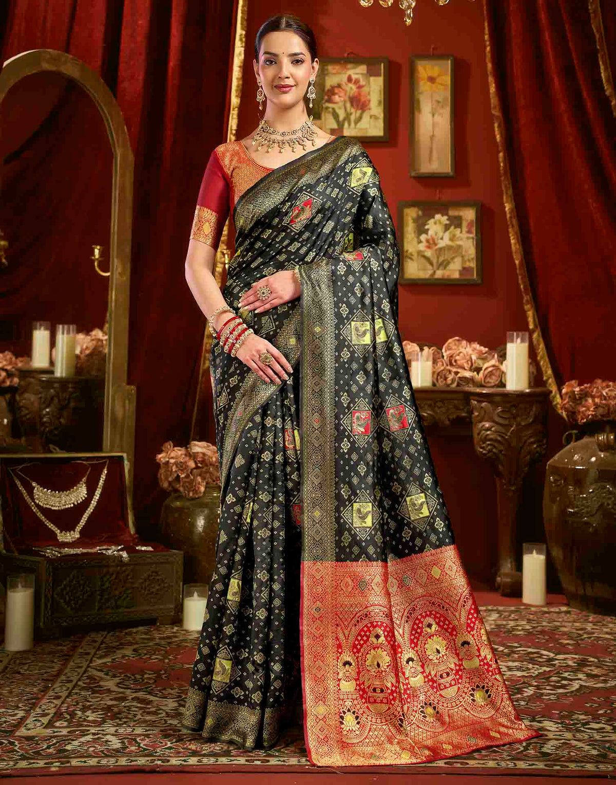 Black Silk Woven Banarasi Saree