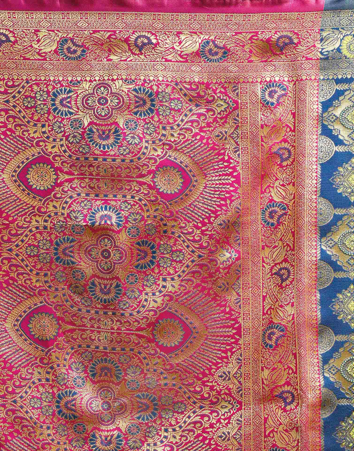 Peacock Blue Silk Woven Banarasi Saree