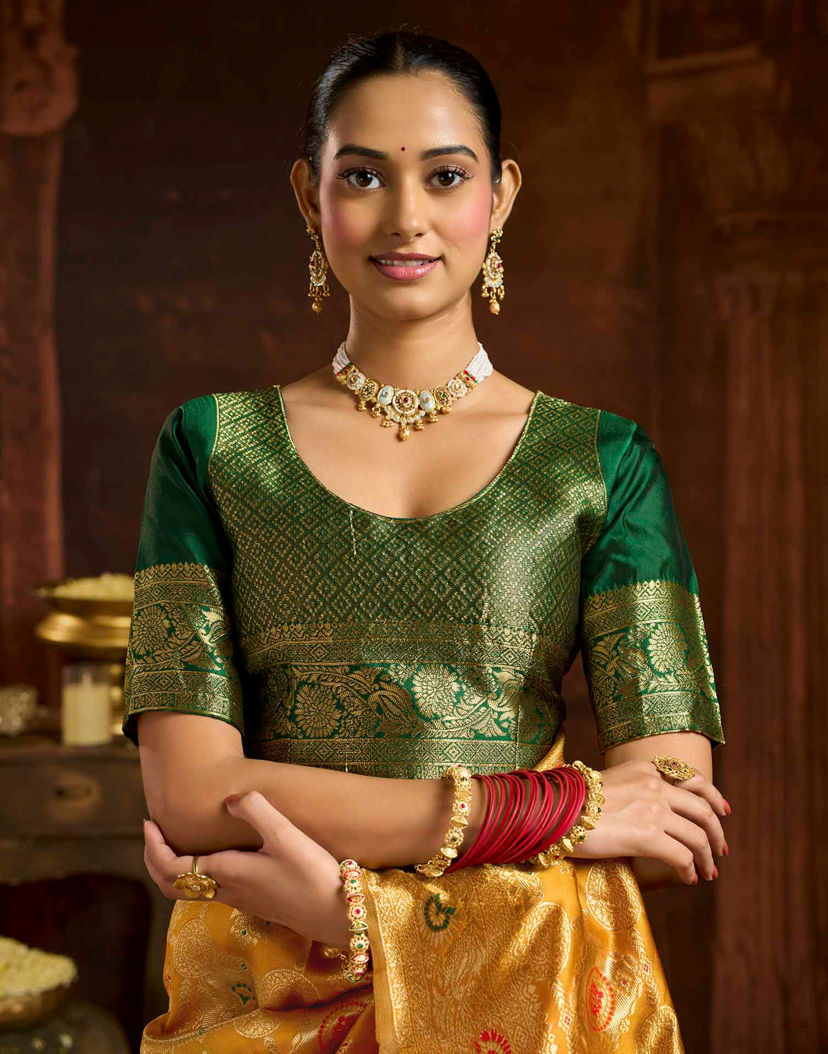 Turmeric Yellow Silk Woven Banarasi Saree
