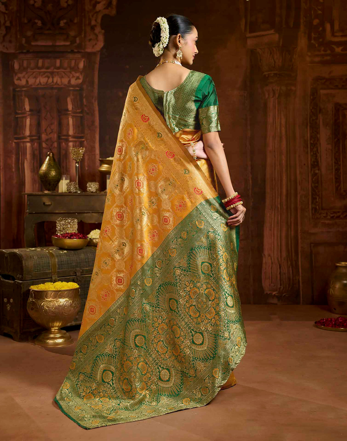 Turmeric Yellow Silk Woven Banarasi Saree