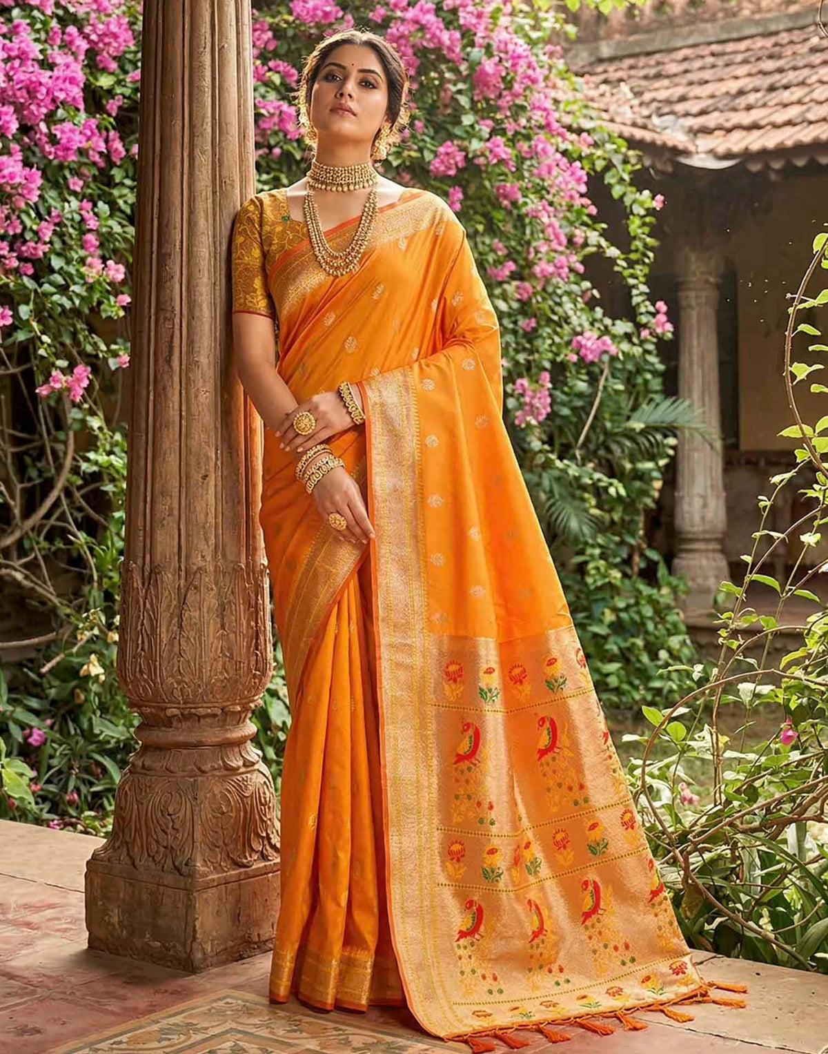 Turmeric Yellow Soft Silk Woven Paithani Saree