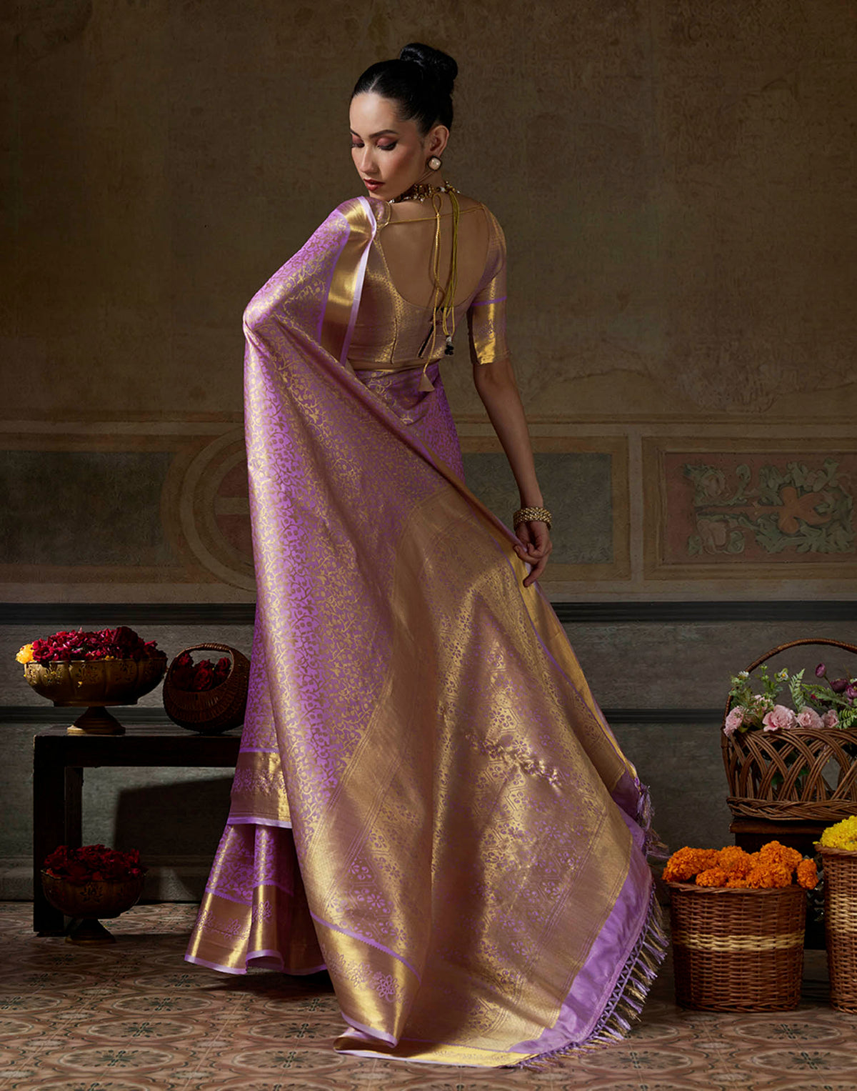 Purple Silk Woven Kanjivaram Saree