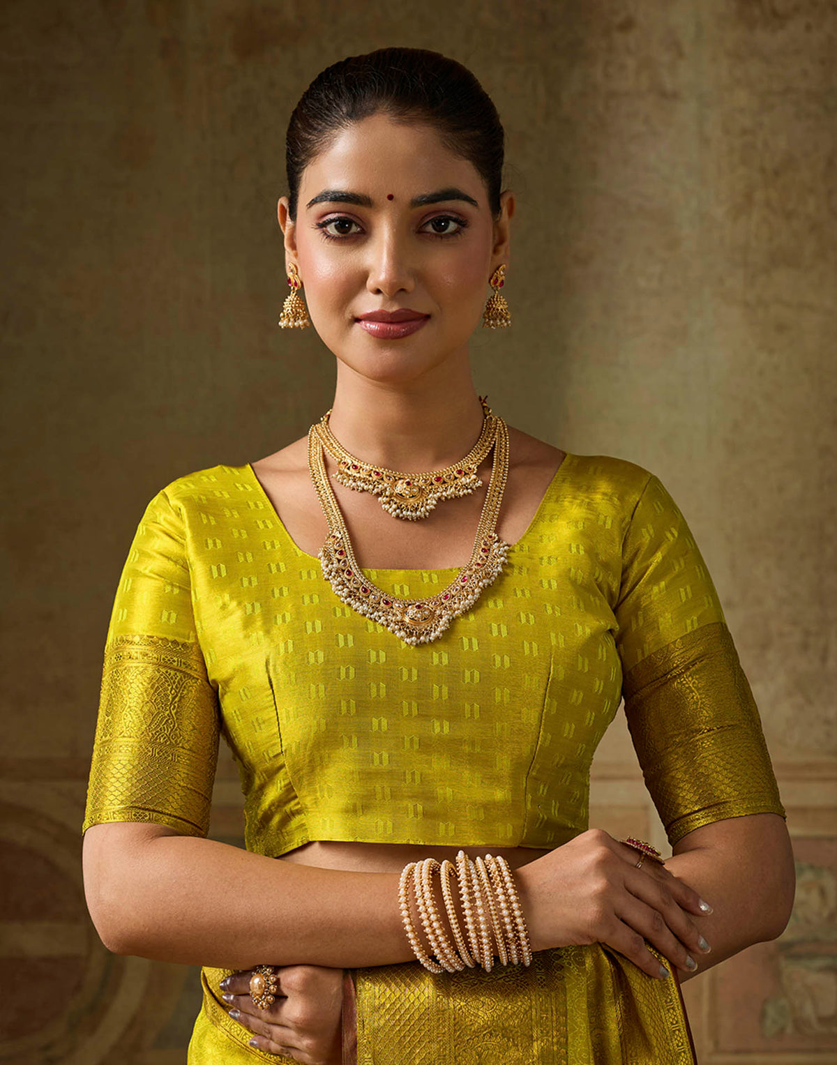 Lime Green Silk Woven Kanjivaram Saree