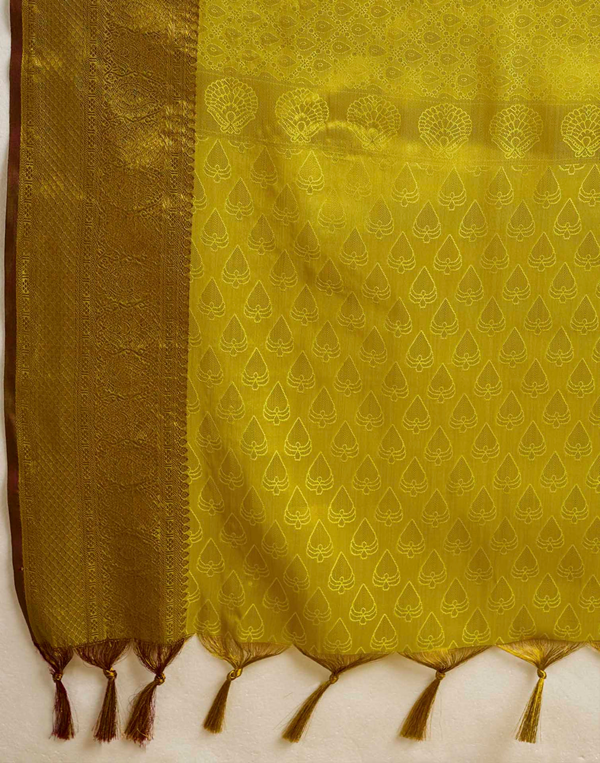Lime Green Silk Woven Kanjivaram Saree