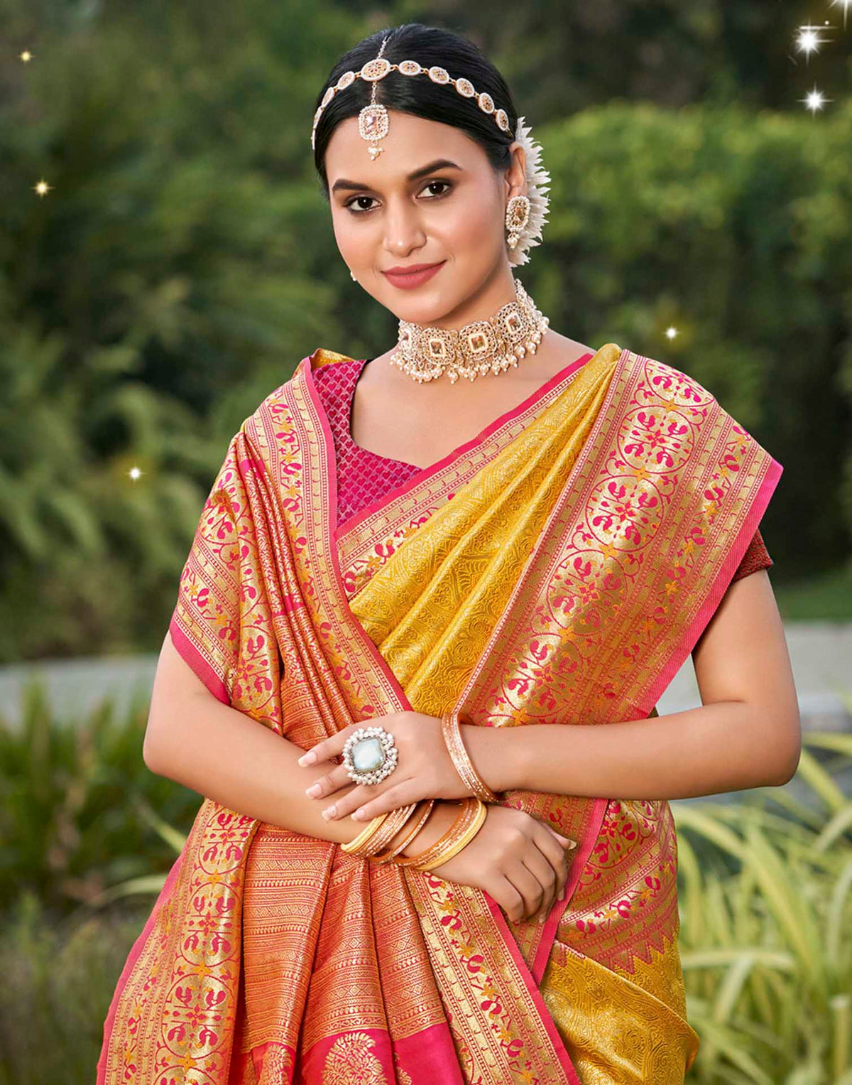 Turmeric Yellow Silk Woven Banarasi Saree