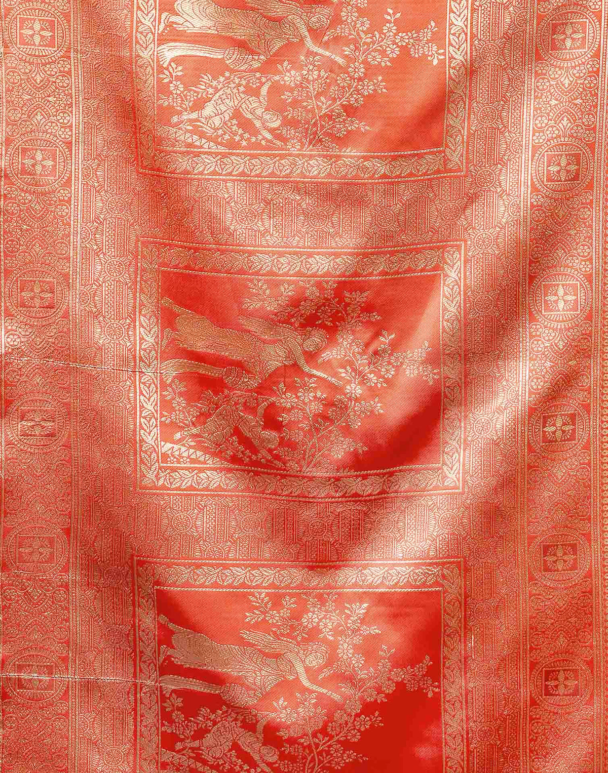 Bright Red Silk Woven Banarasi Saree