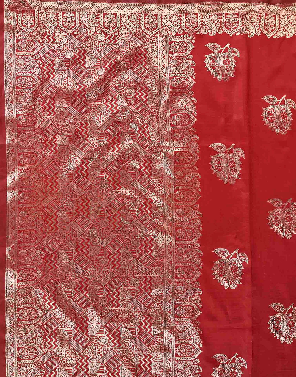 Deep Red Silk Woven Banarasi Saree