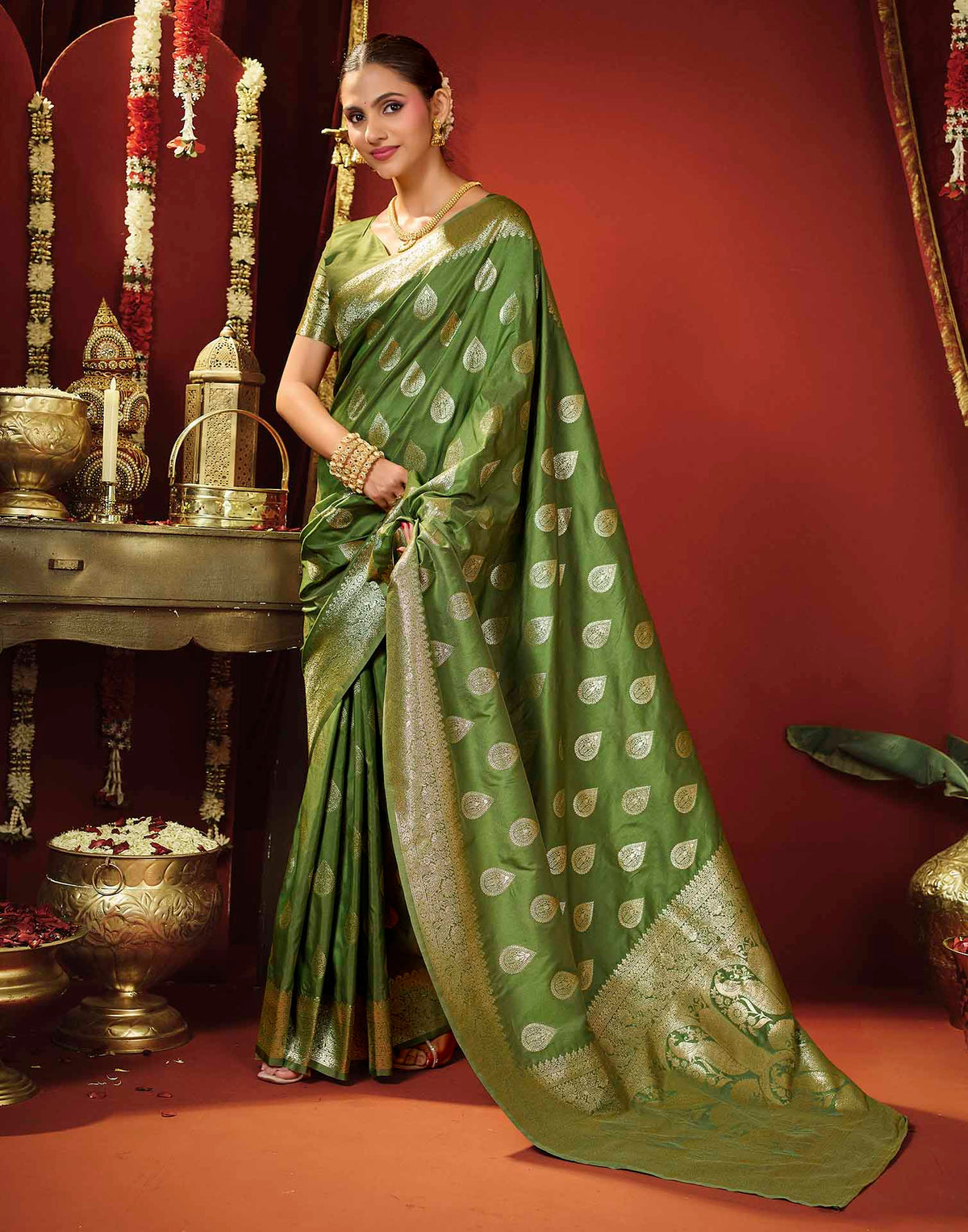 Light Green Silk Woven Banarasi Saree