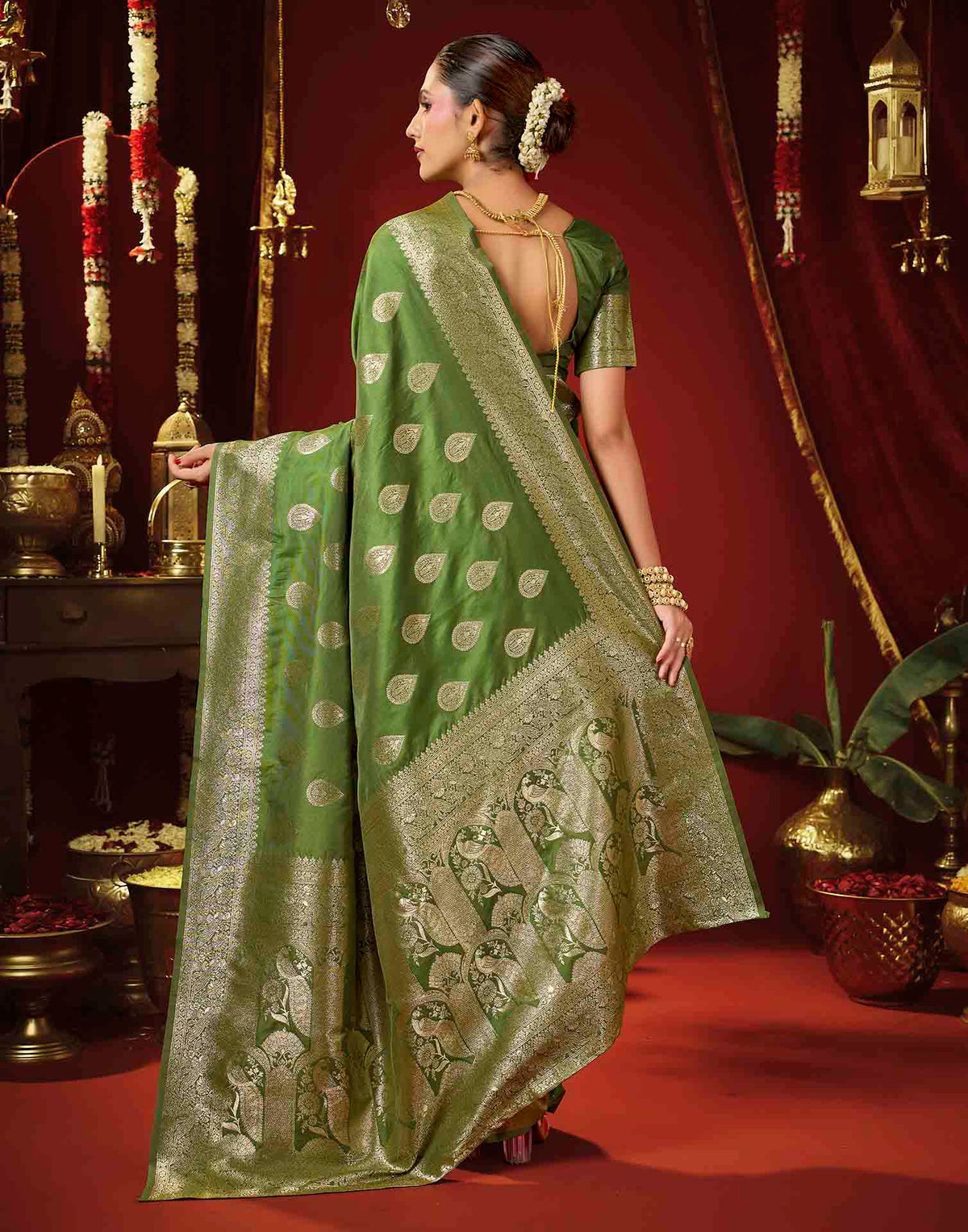 Light Green Silk Woven Banarasi Saree