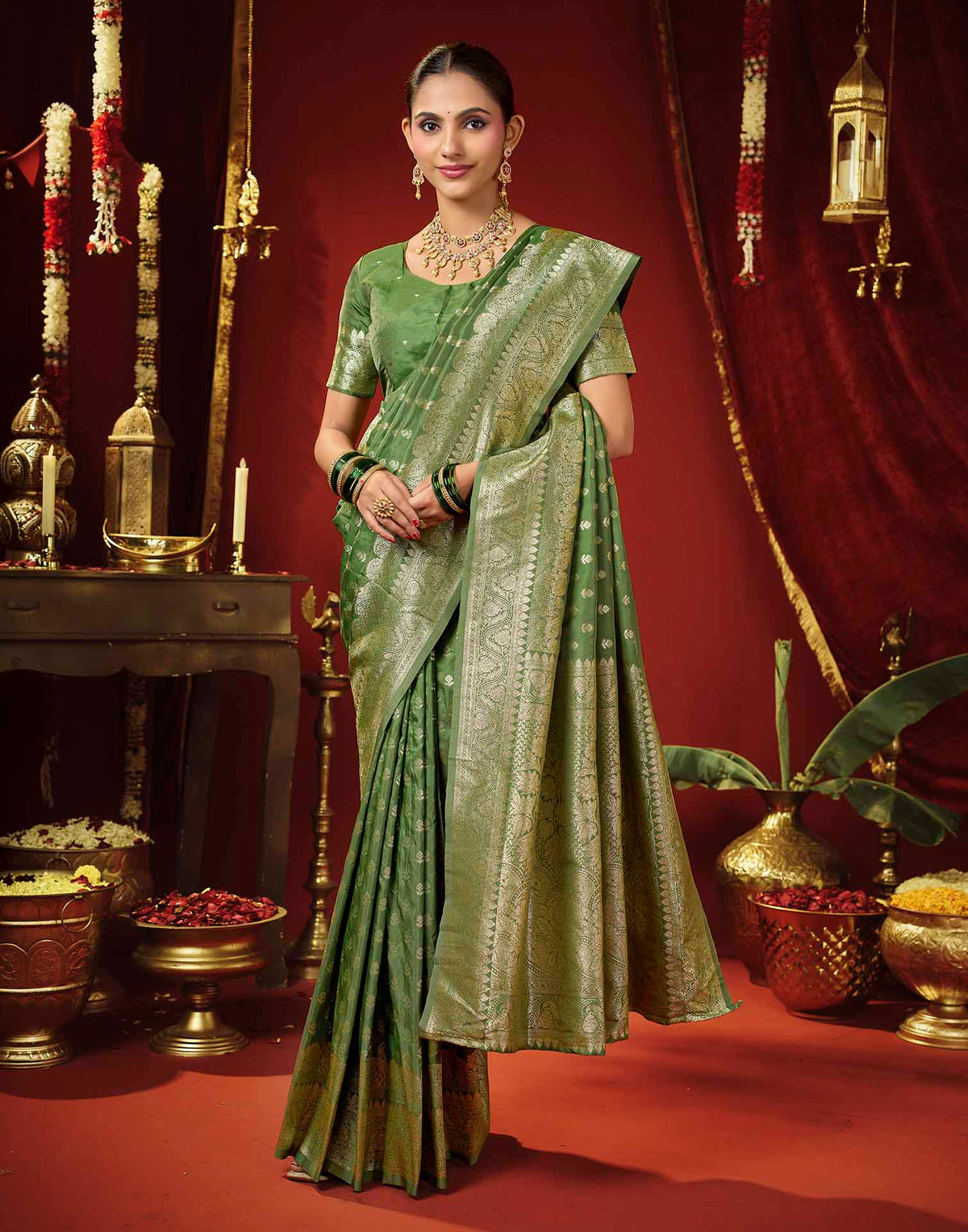 Light Green Silk Woven Banarasi Saree