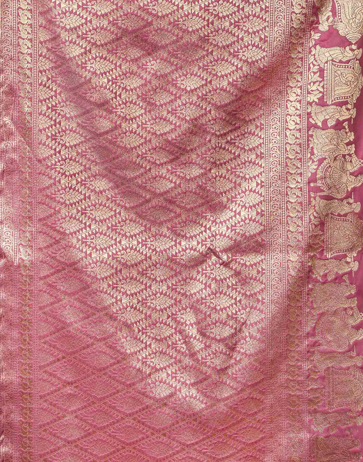 Baby Pink Silk Woven Banarasi Saree