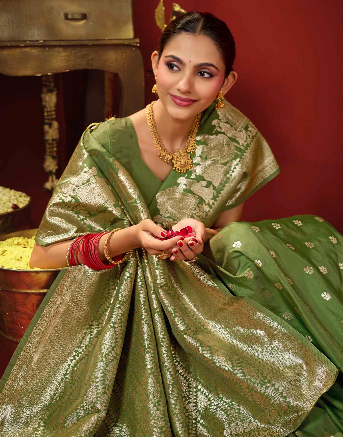Light Green Silk Woven Banarasi Saree