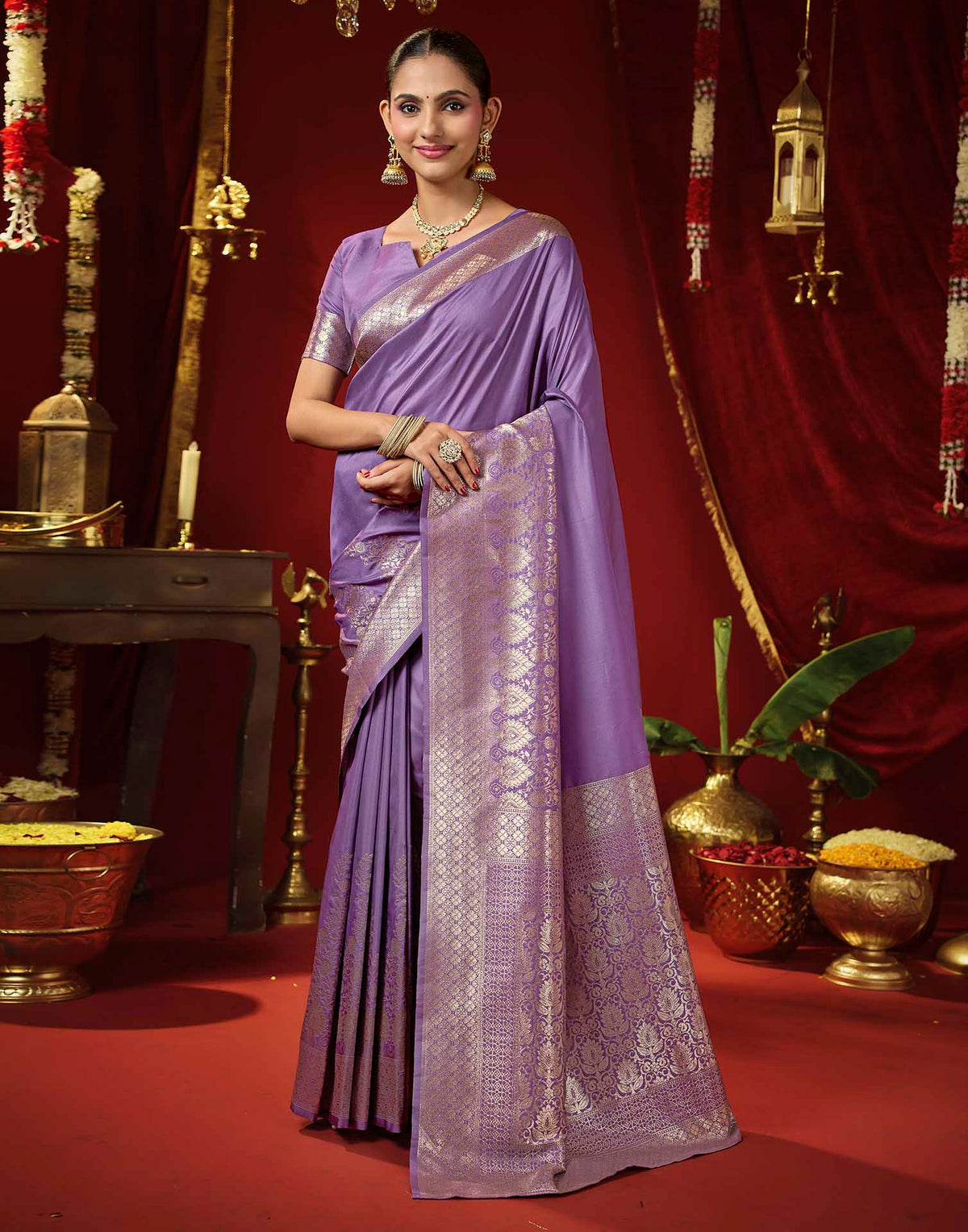 Light Purple Silk Woven Banarasi Saree