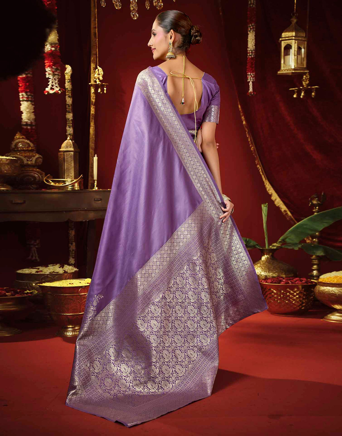 Light Purple Silk Woven Banarasi Saree
