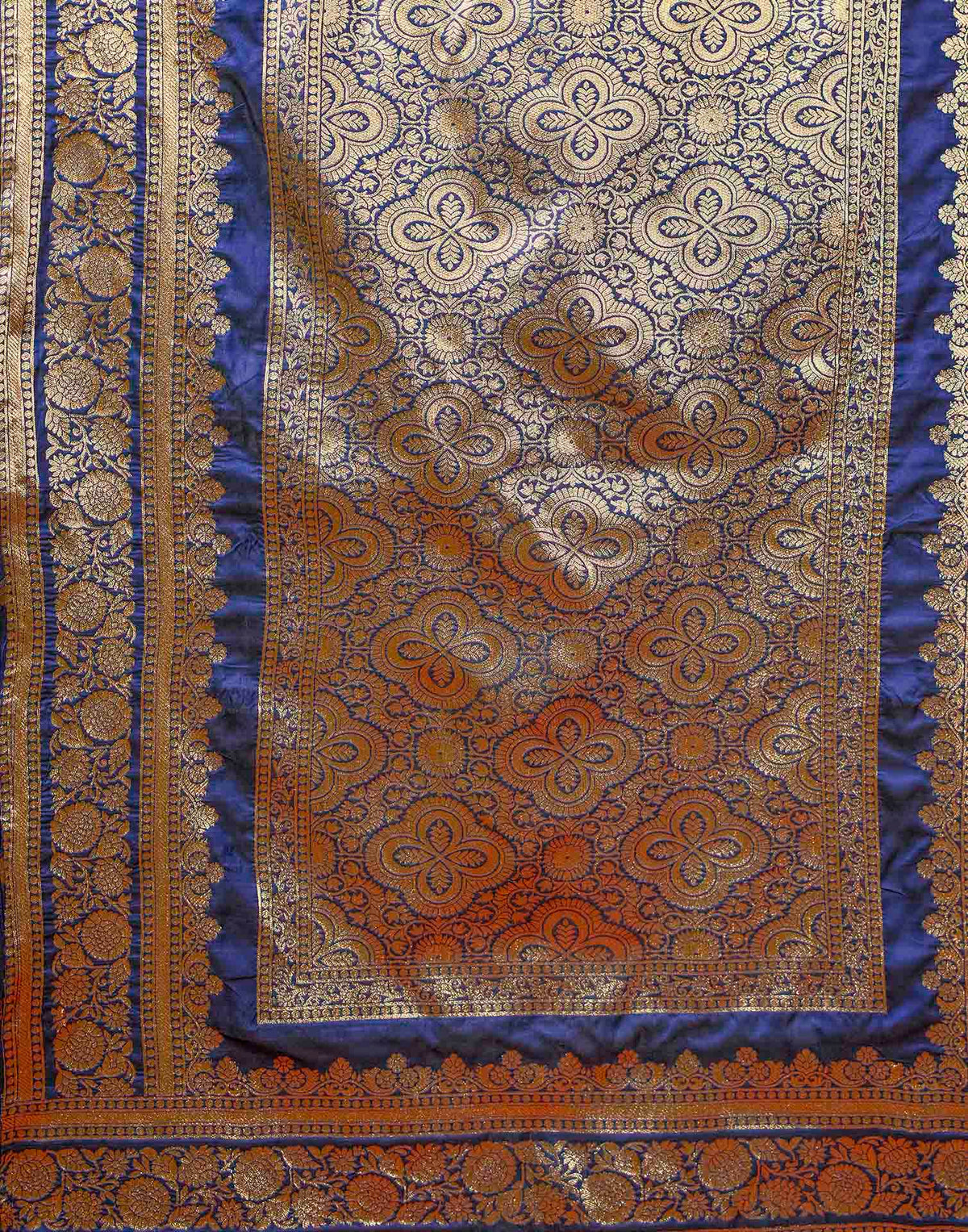Navy Blue Silk Woven Banarasi Saree