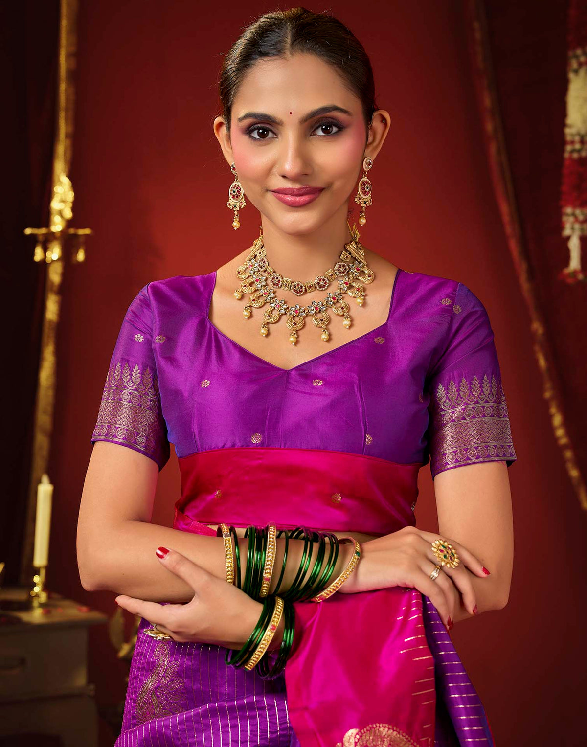 Purple Silk Woven Banarasi Saree