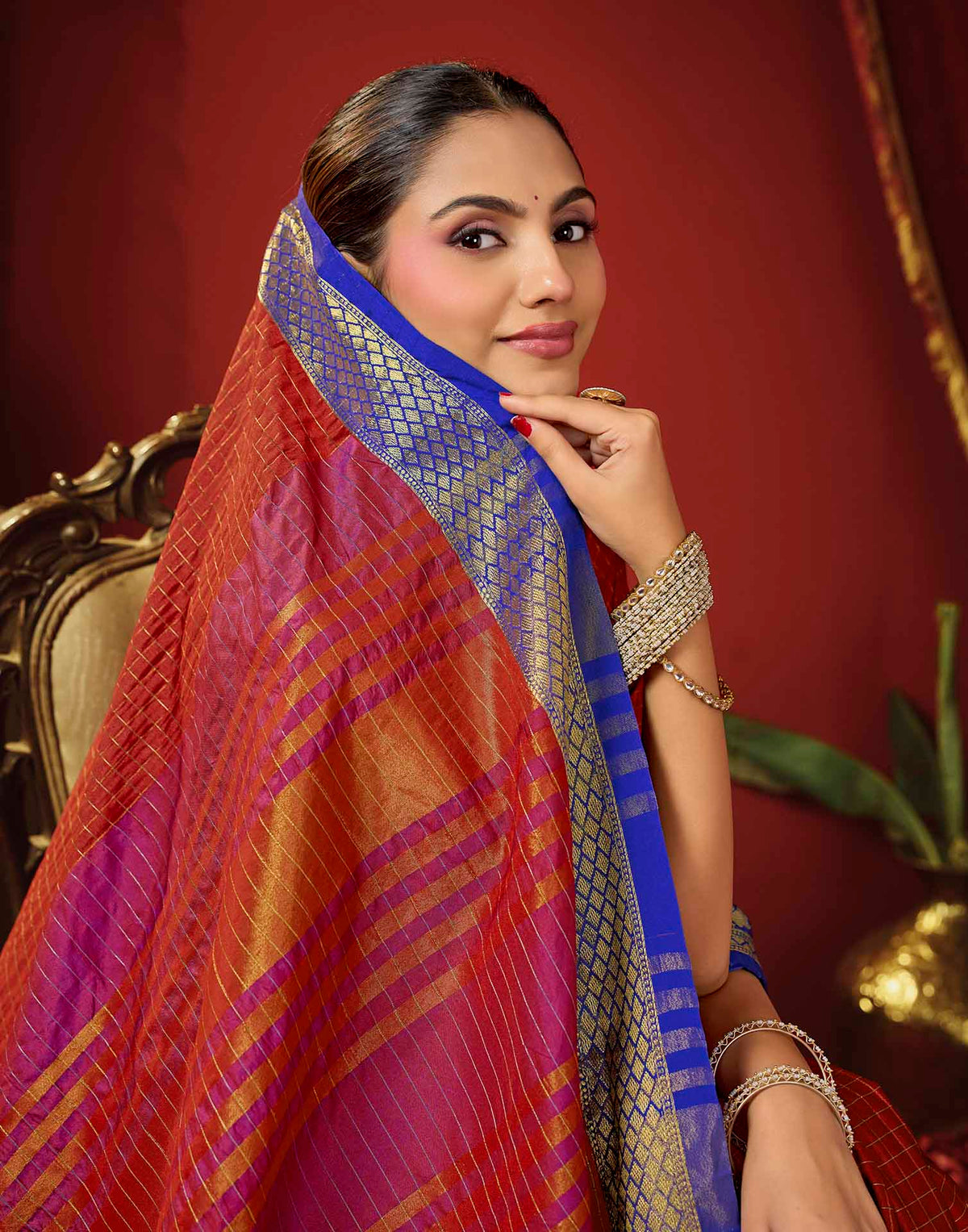 Red Silk Woven Kanjivaram Saree