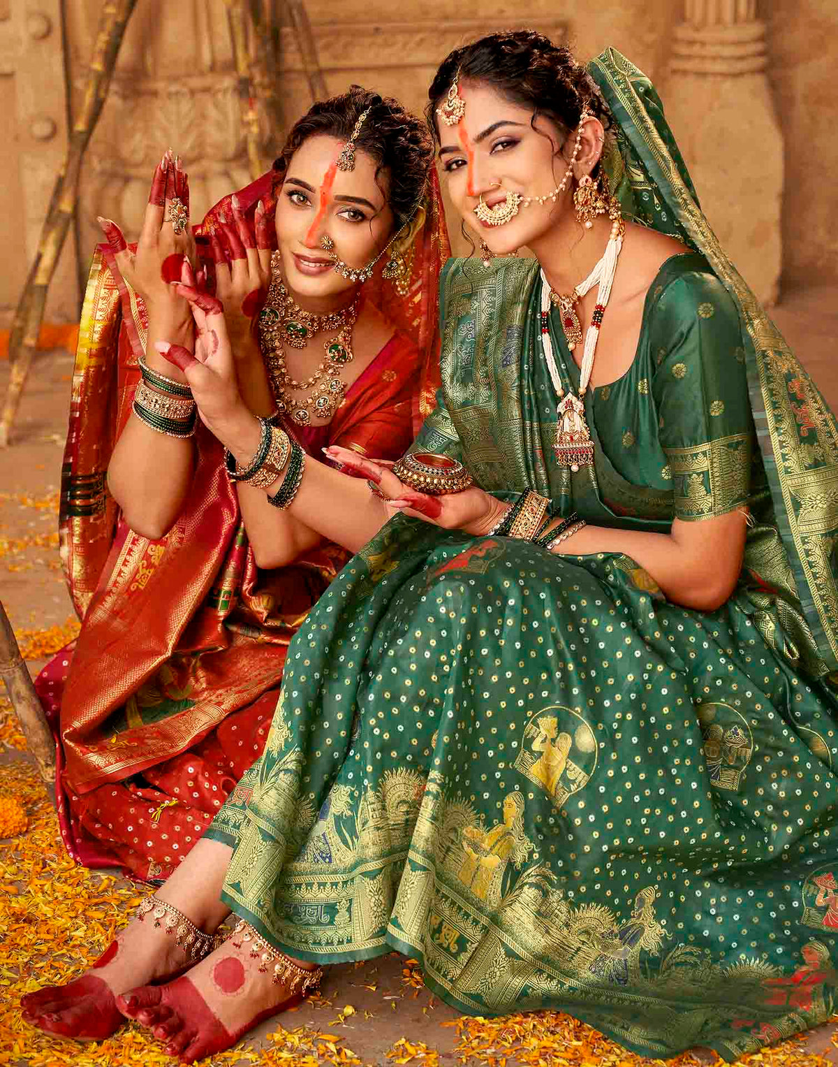 Dark Green Silk Woven Banarasi Saree