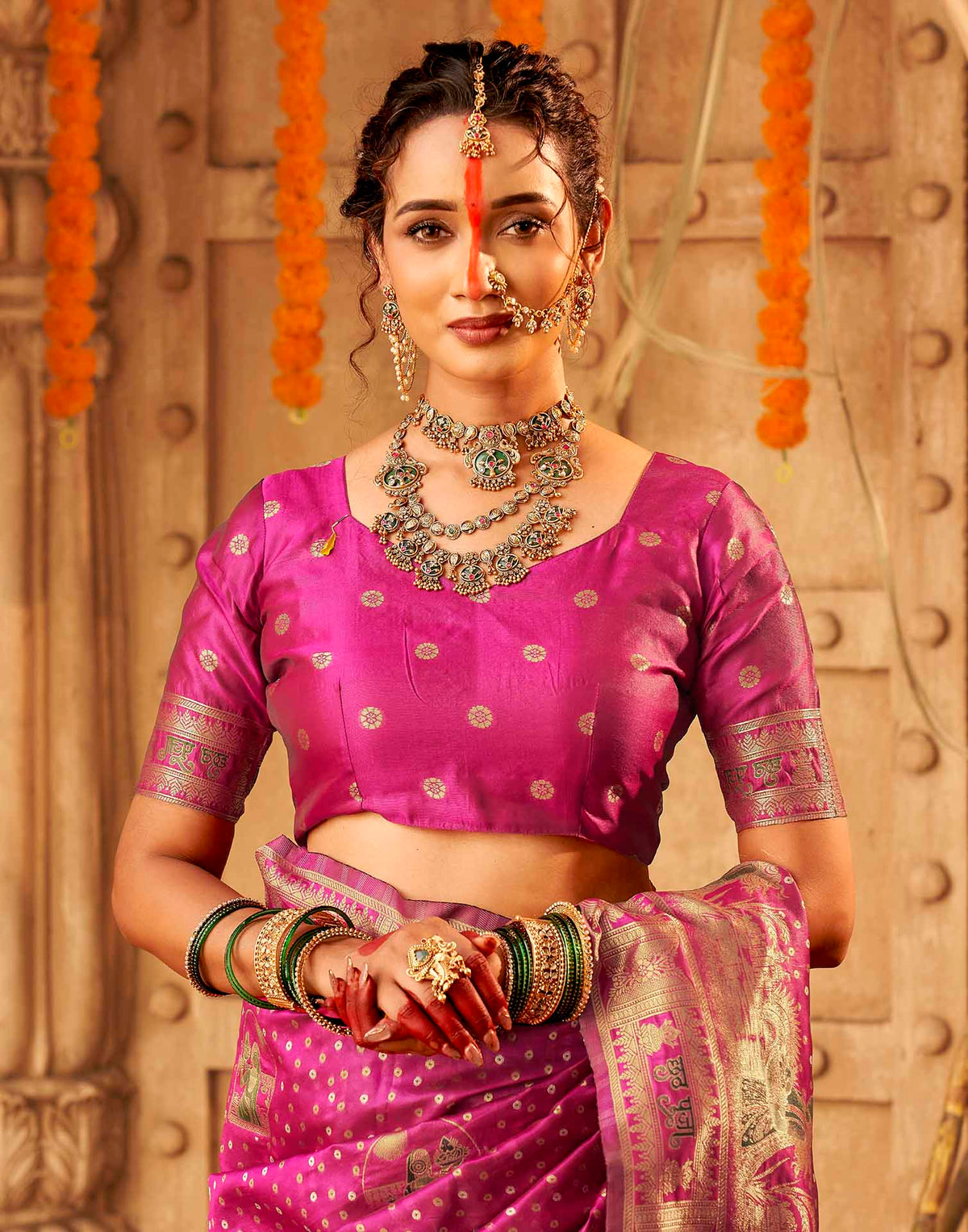 Rani Pink Silk Woven Banarasi Saree