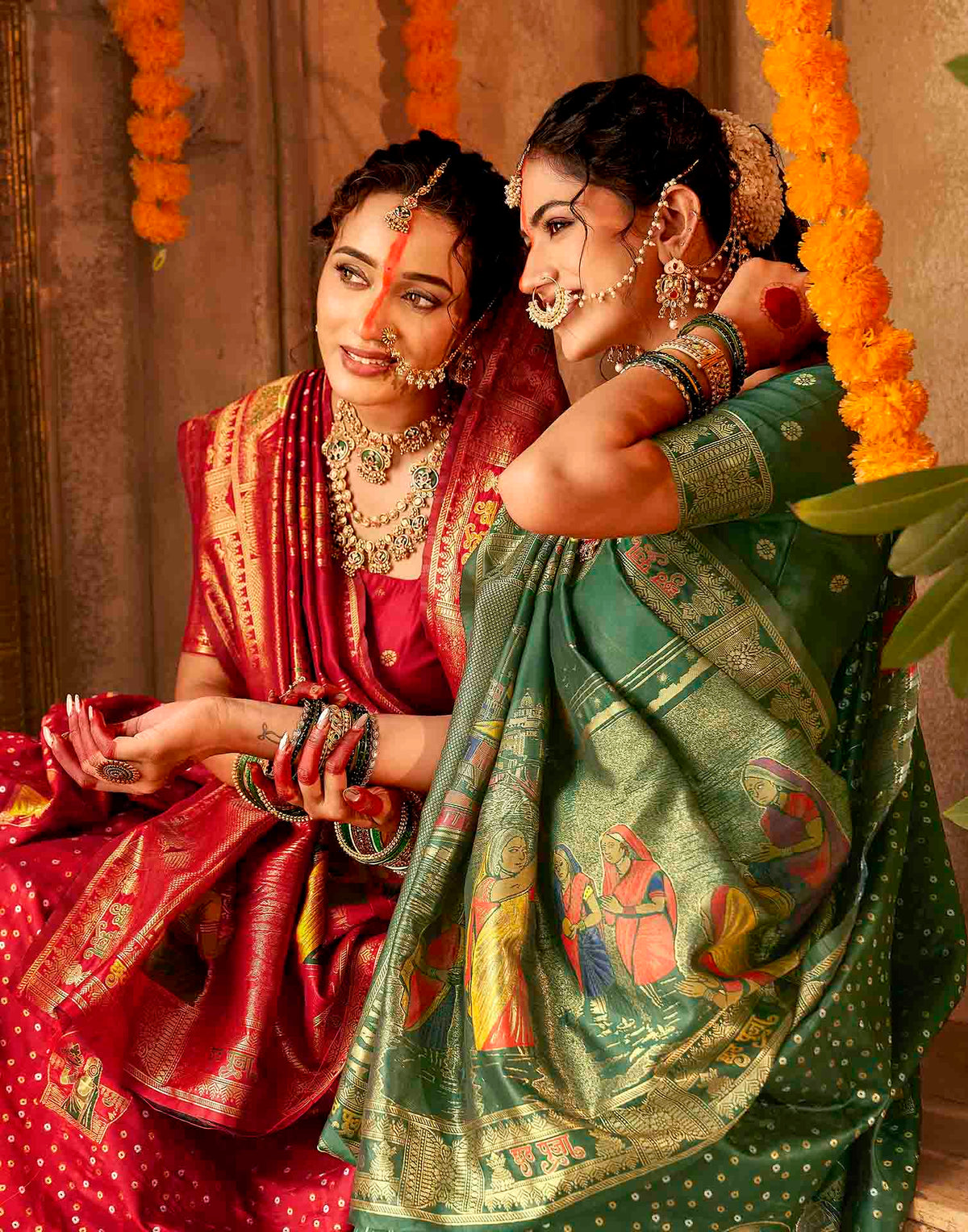 Chhath Red Silk Woven Banarasi Saree
