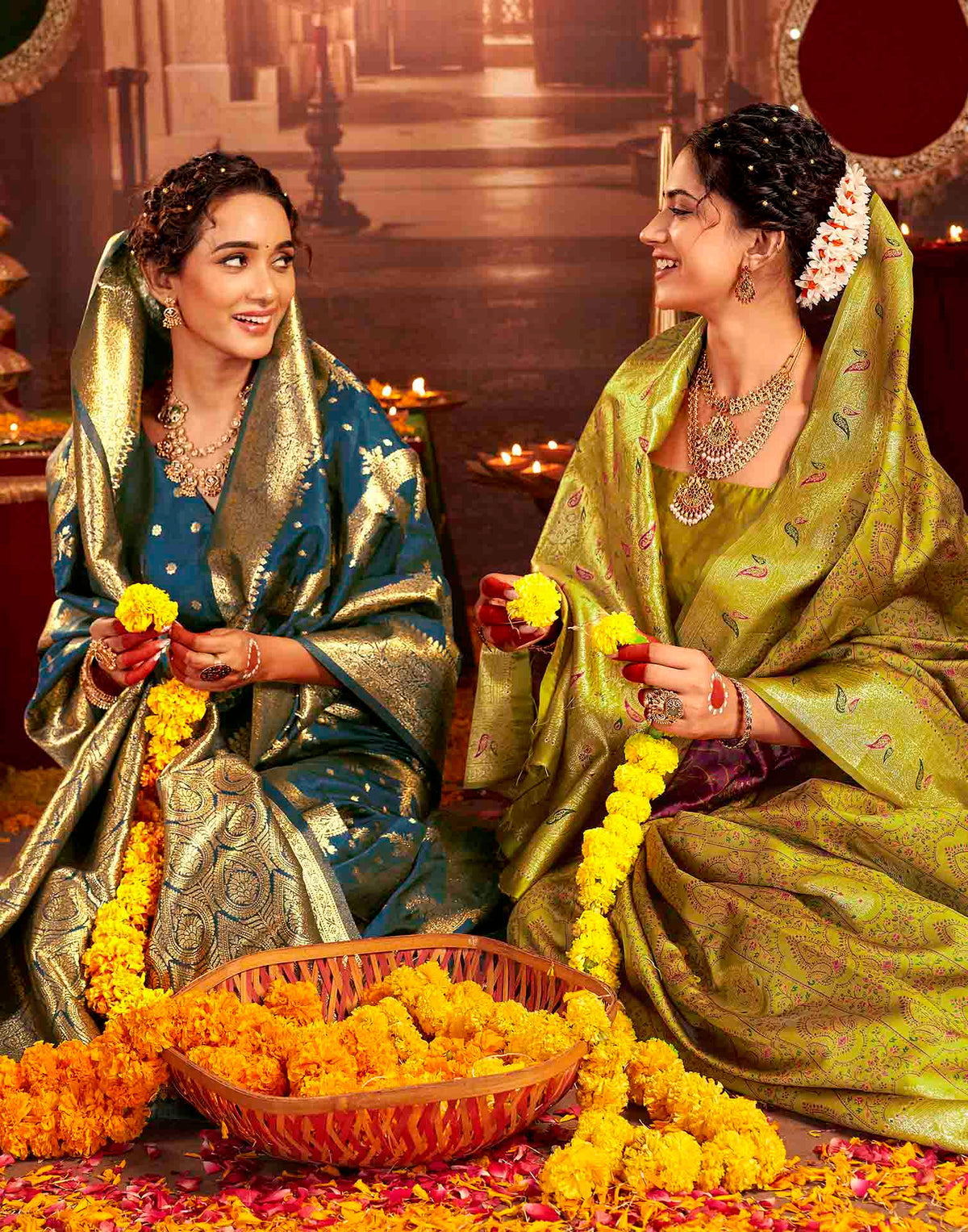 Mehandi Green Silk Woven Banarasi Saree