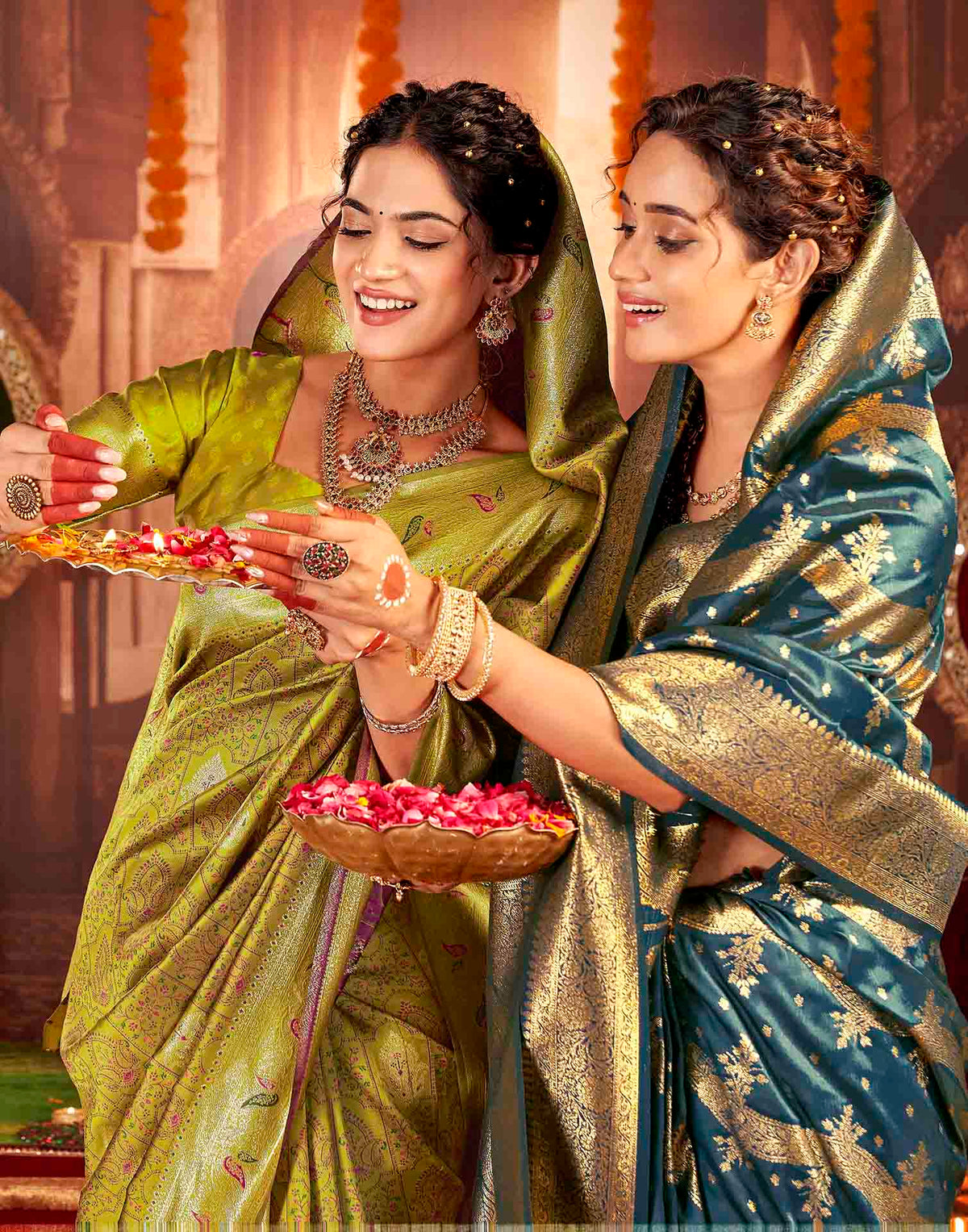 Mehandi Green Silk Woven Banarasi Saree