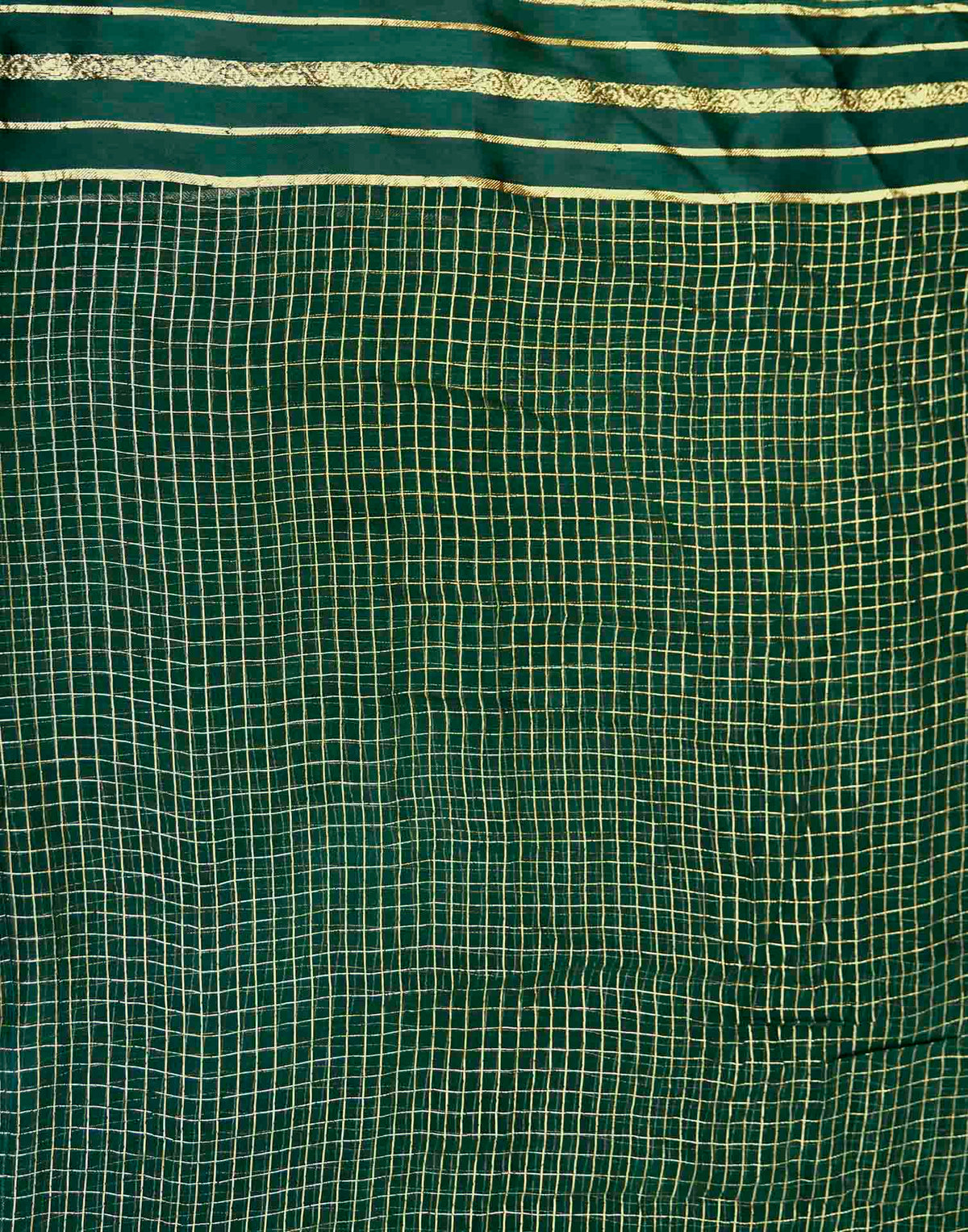 Green Georgette Woven Checked Saree