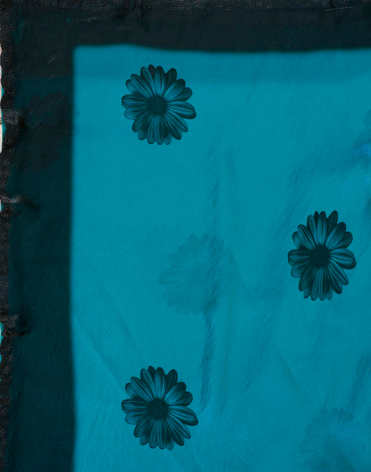 Blue Shimmer Floral Printed Saree