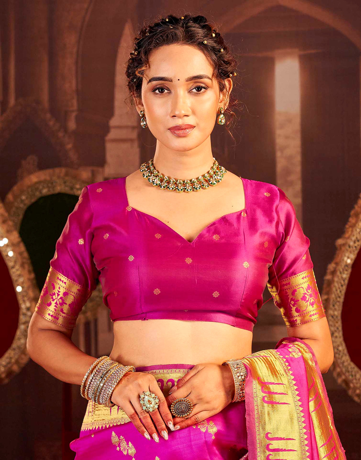 Magenta Silk Woven Paithani Saree