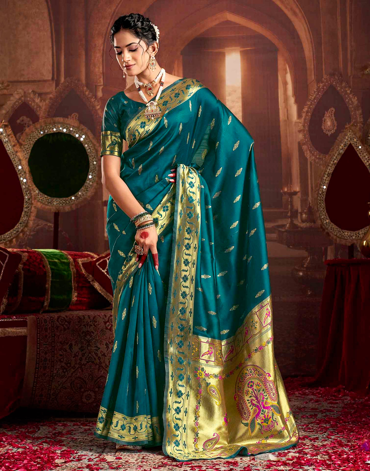 Blue Silk Woven Paithani Saree