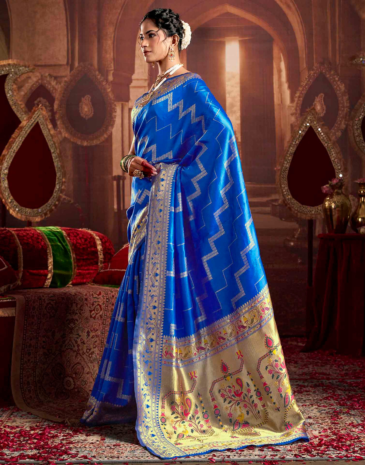 Royal Blue Silk Woven Paithani Saree