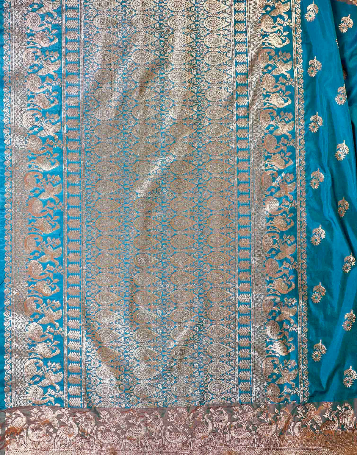 Peacock Blue Silk Woven Banarasi Saree