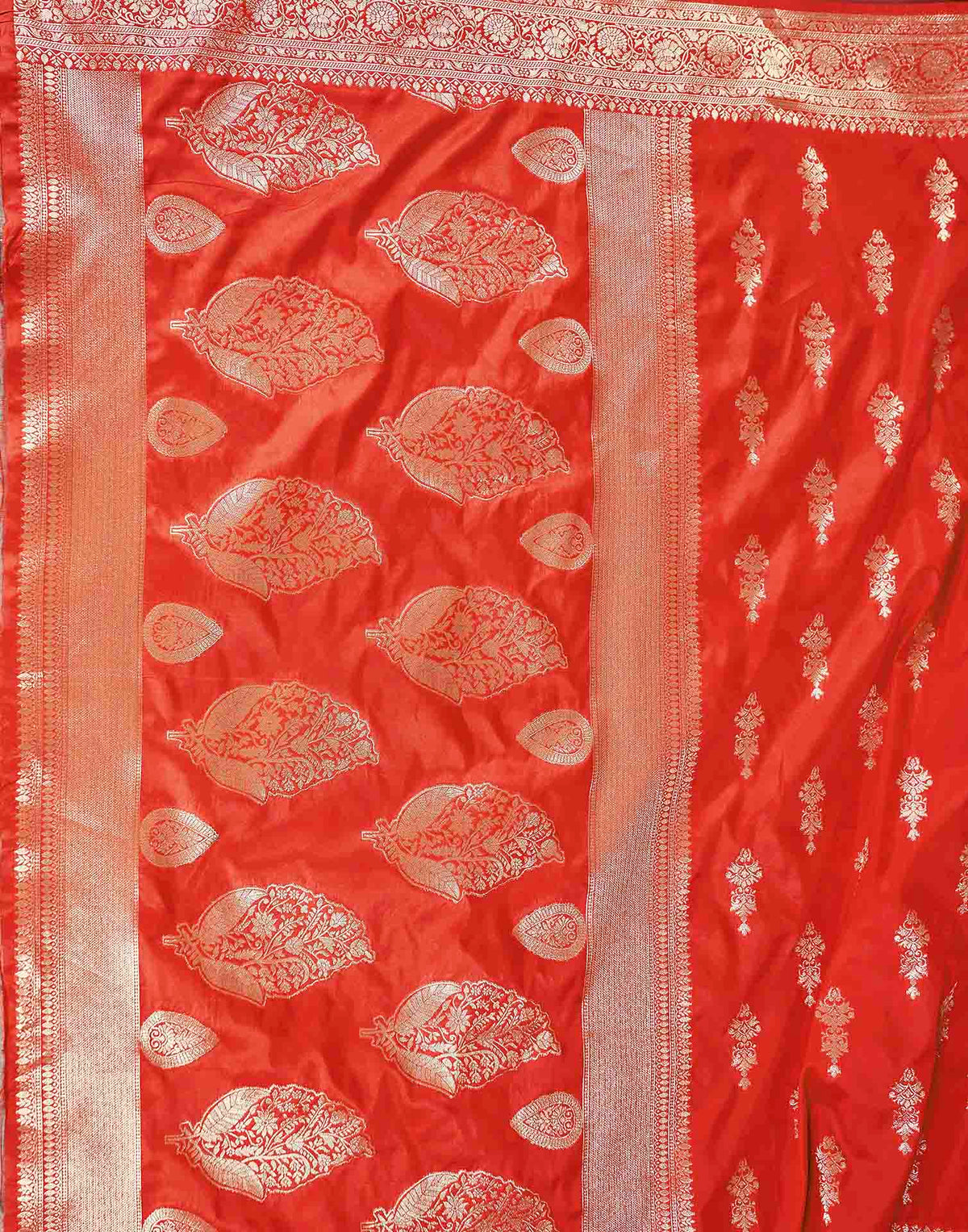 Bright Red Silk Woven Banarasi Saree