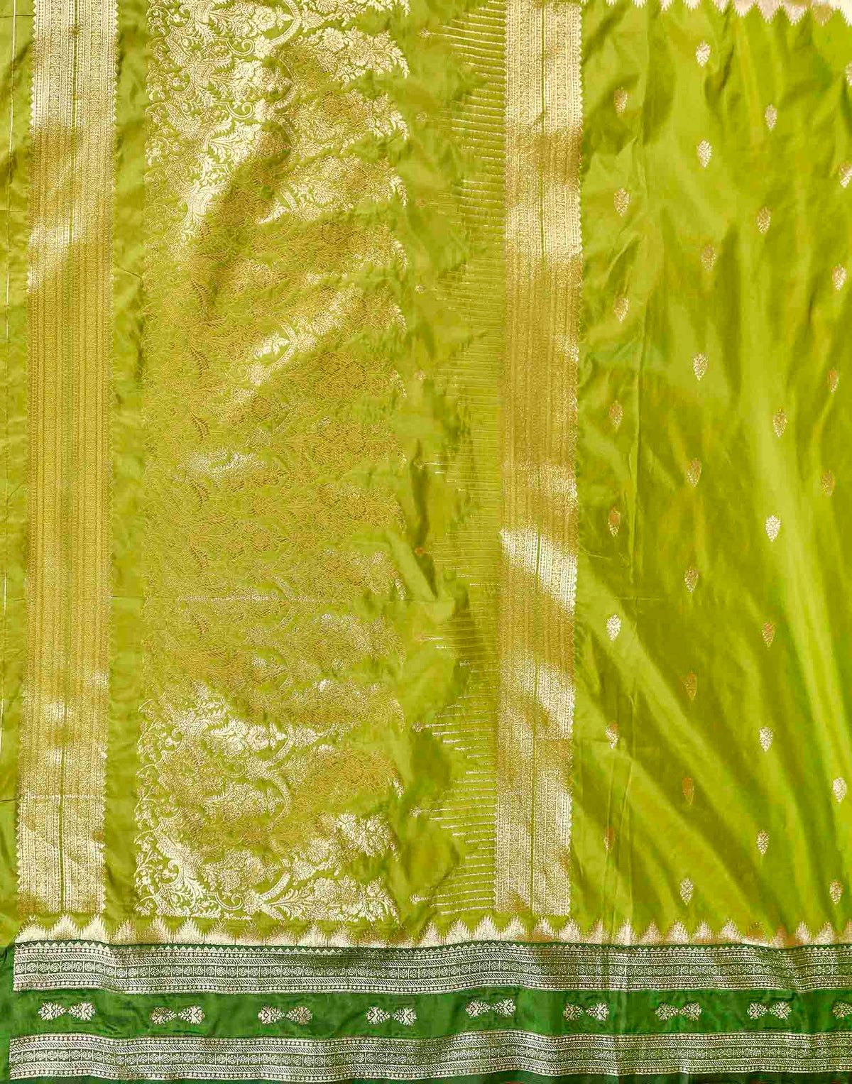 Parrot Green Silk Woven Banarasi Saree