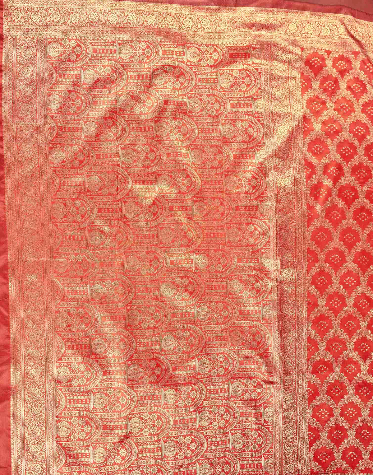 Bright Red Silk Woven Banarasi Saree