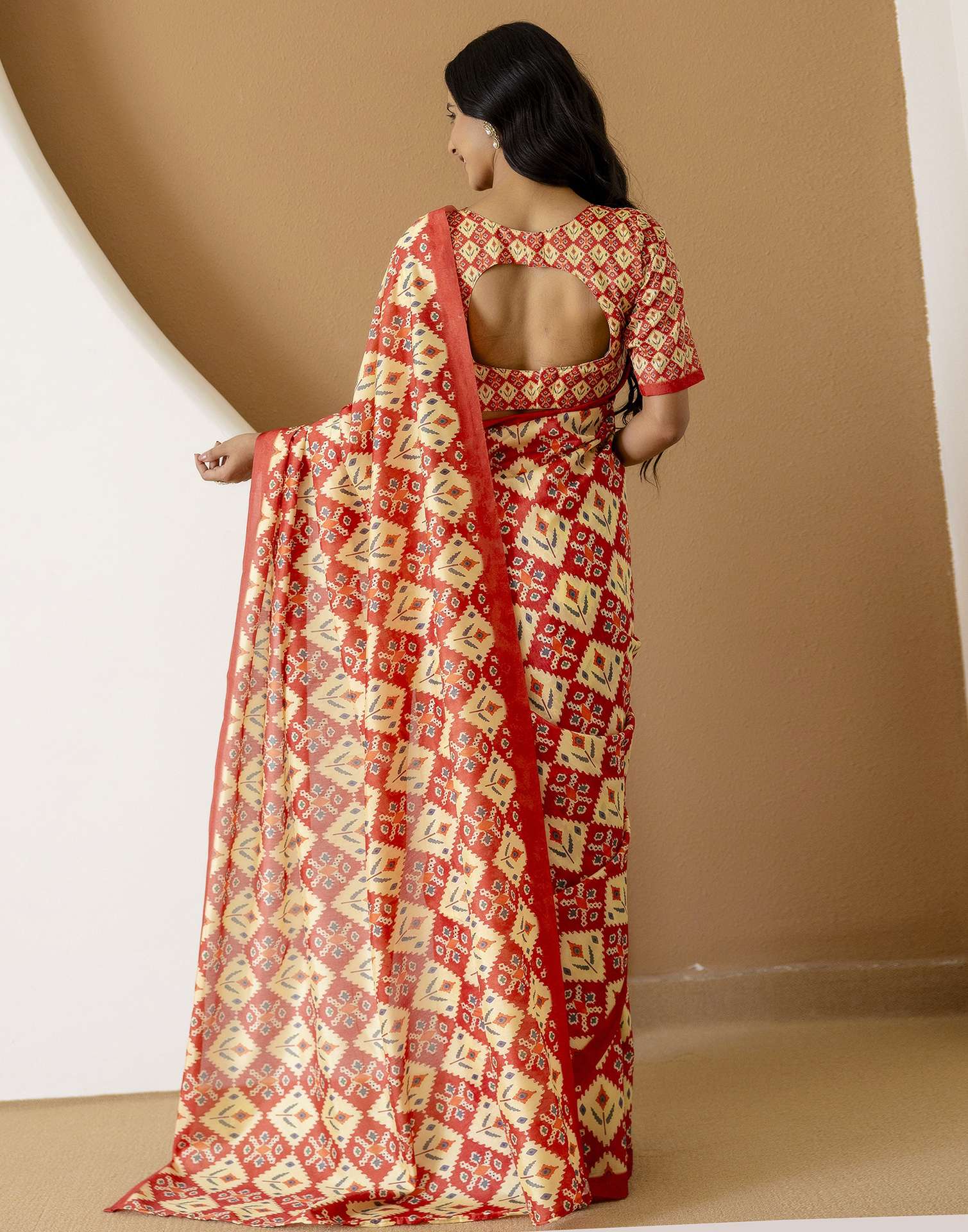 Ready To Wear Light Yellow Silk Printed Saree