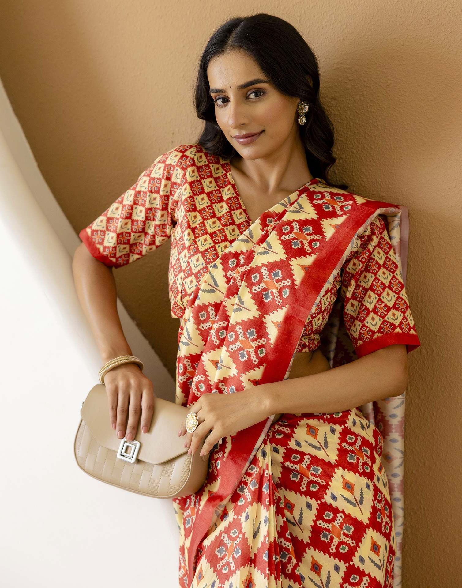Ready To Wear Light Yellow Silk Printed Saree