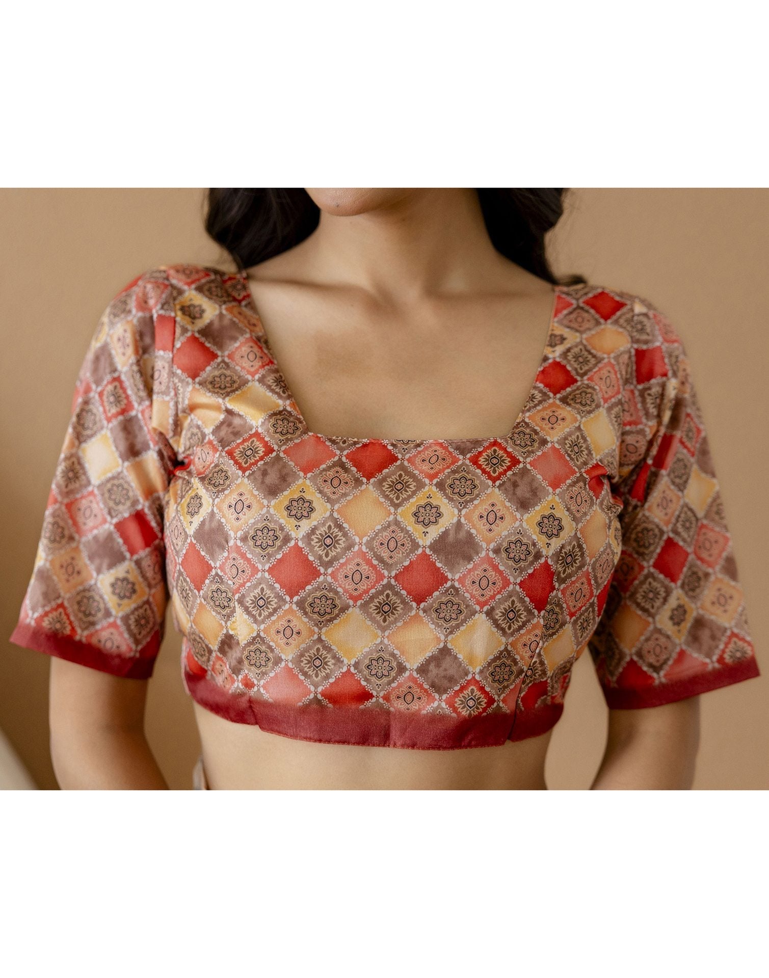 Ready To Wear Beige Silk Printed Saree