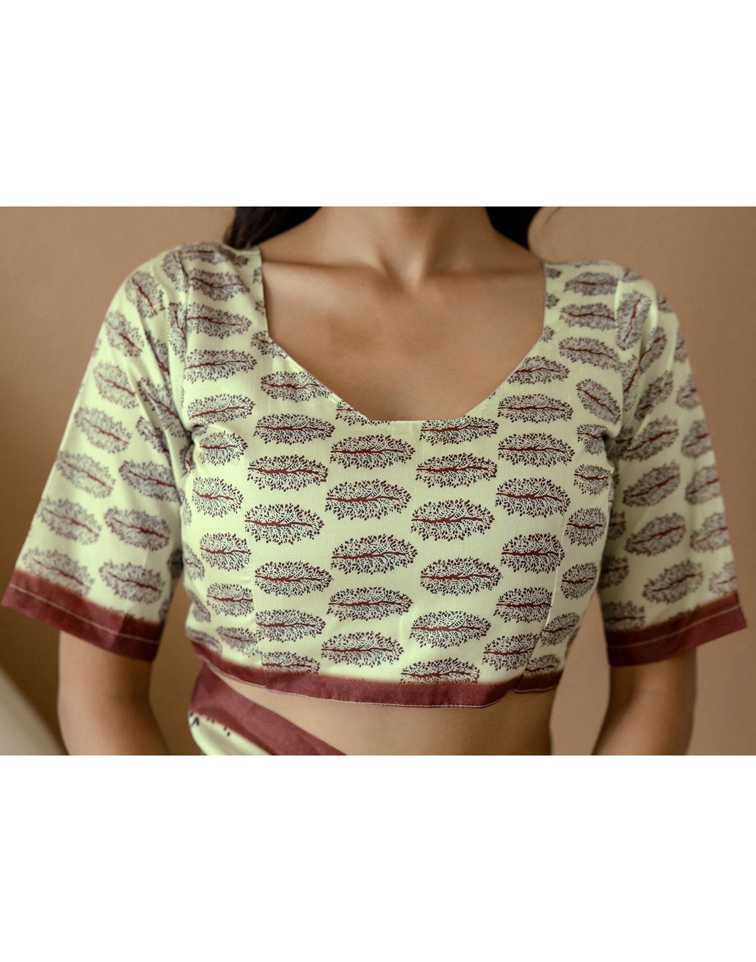 Ready To Wear Pista Green Silk Printed Saree