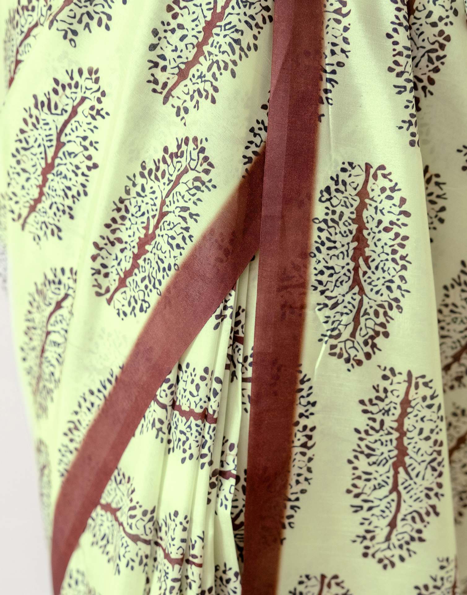 Ready To Wear Pista Green Silk Printed Saree