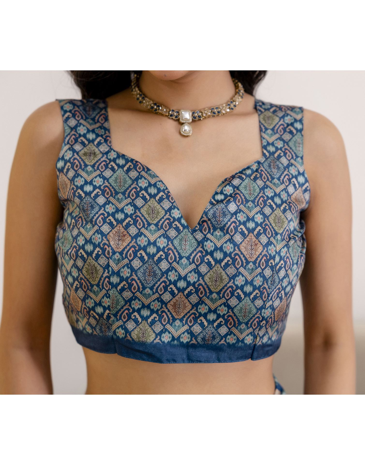 Ready To Wear Navy Blue Silk Printed Saree