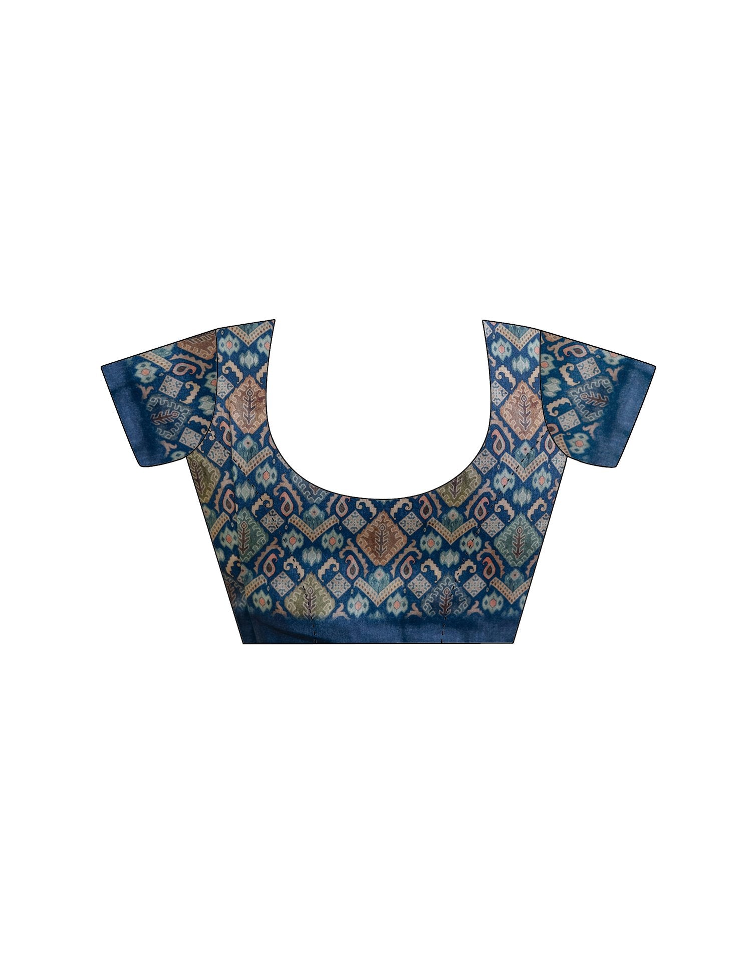 Ready To Wear Navy Blue Silk Printed Saree