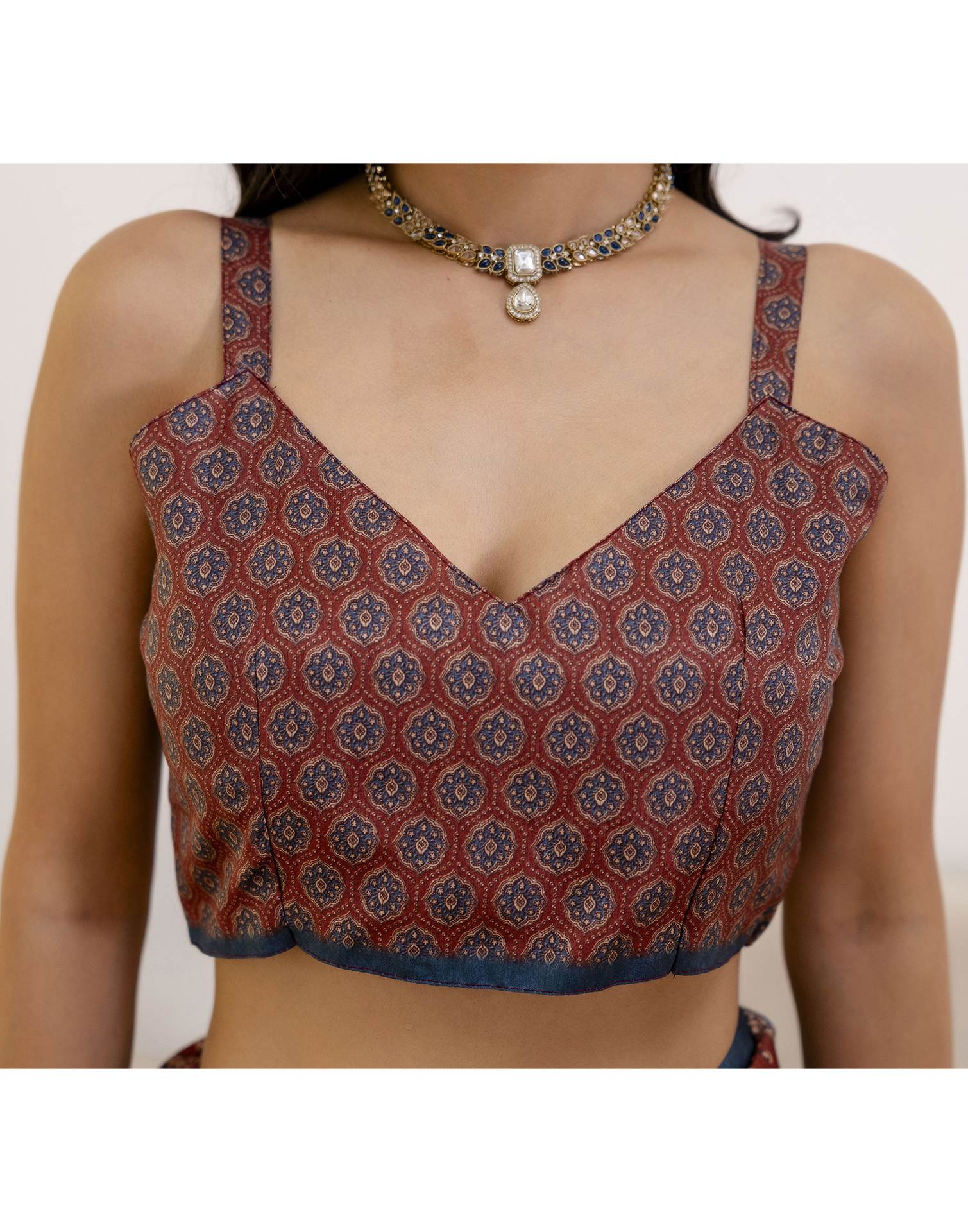 Ready To Wear Brown Silk Printed Saree