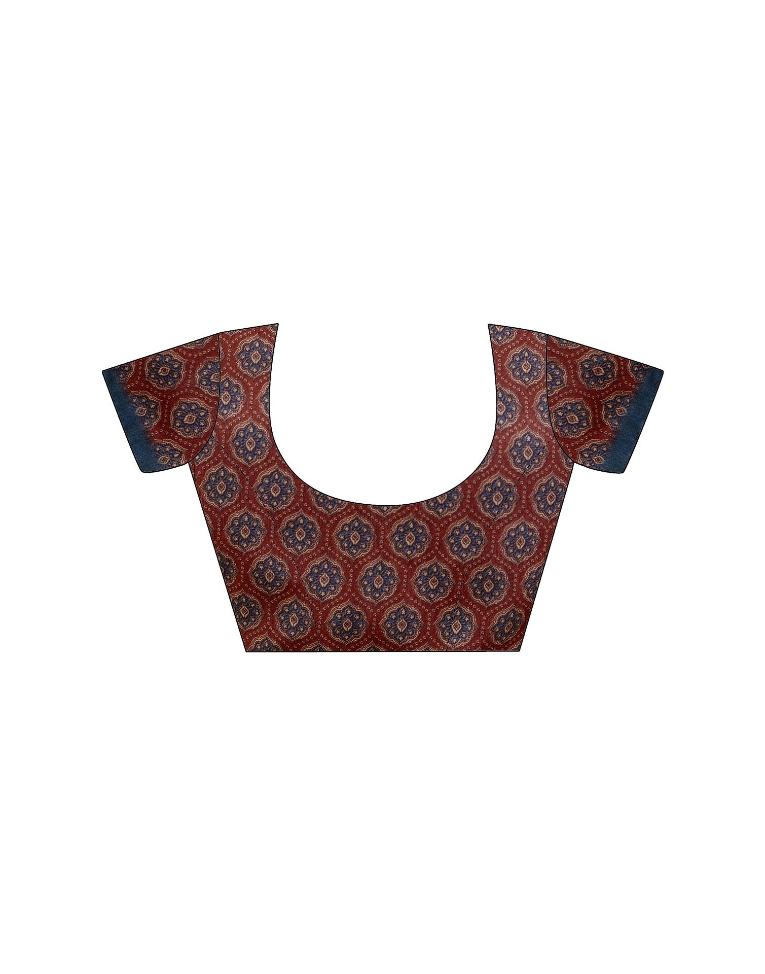Ready To Wear Brown Silk Printed Saree
