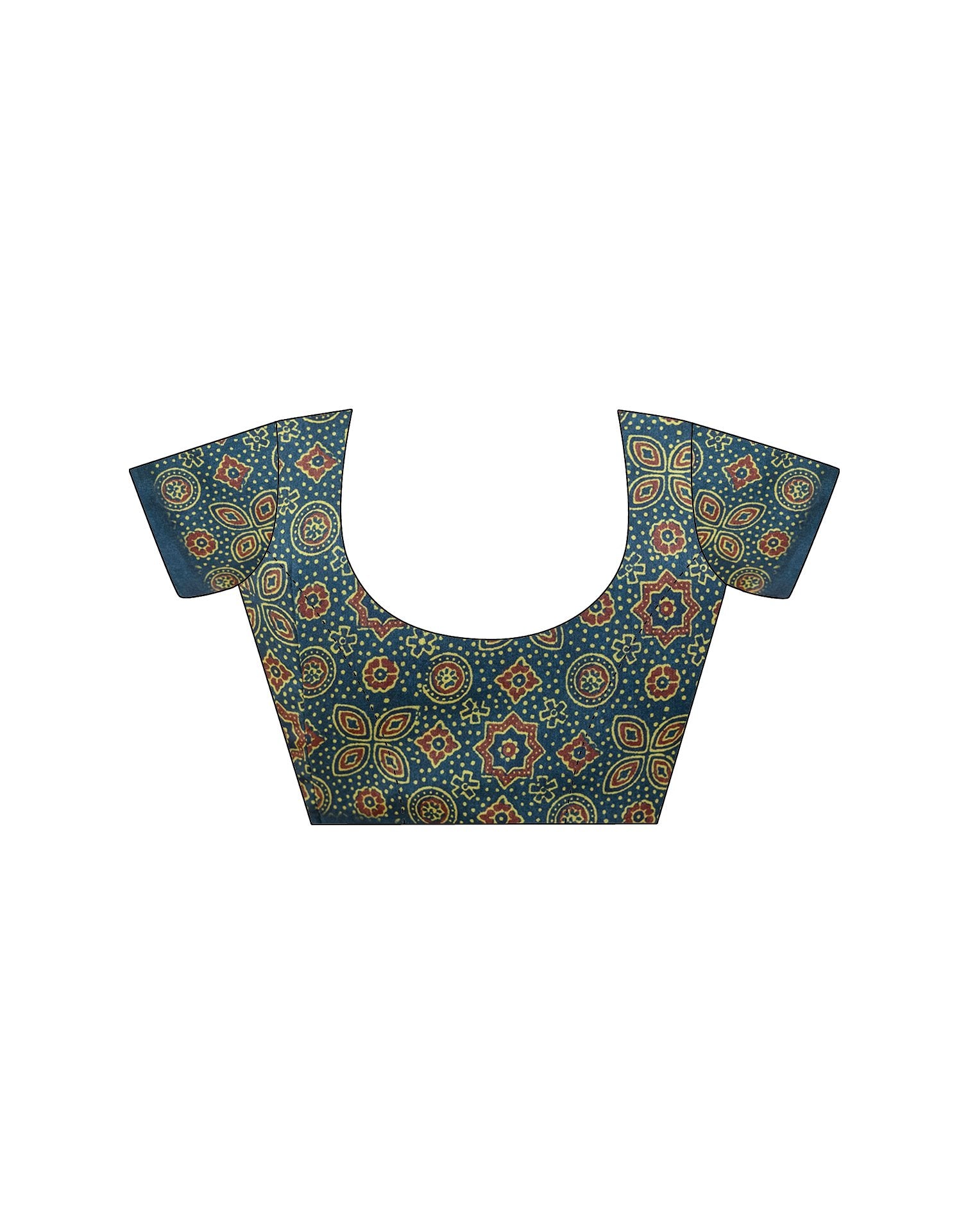 Ready To Wear Navy Blue Silk Printed Saree