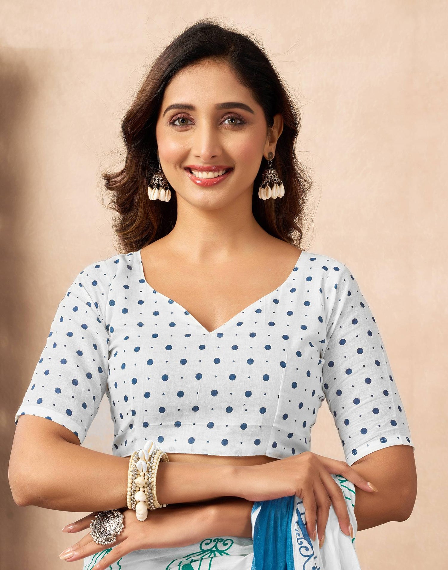 Ready To Wear Off White Cotton Printed Saree