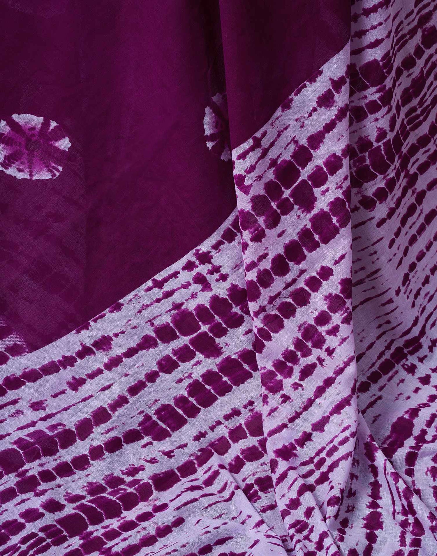 Ready To Wear Dark Purple Cotton Printed Saree With Pocket