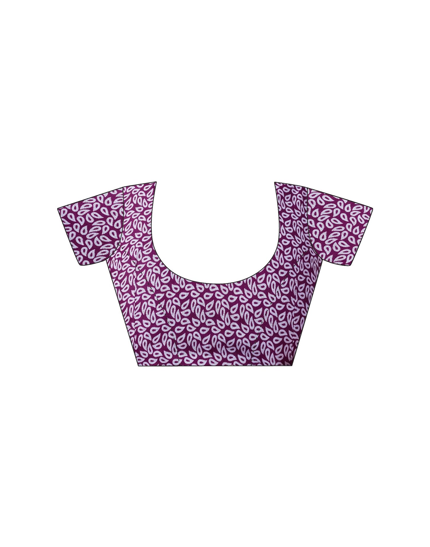 Ready To Wear Dark Purple Cotton Printed Saree With Pocket