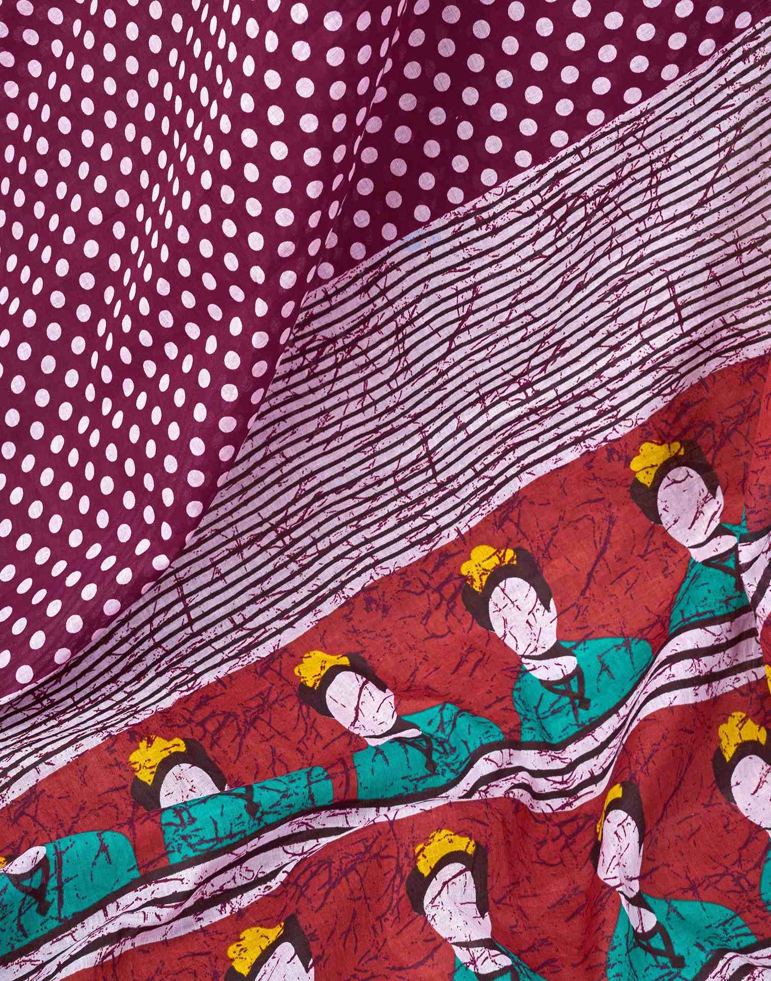 Ready To Wear Wine Cotton Printed Saree